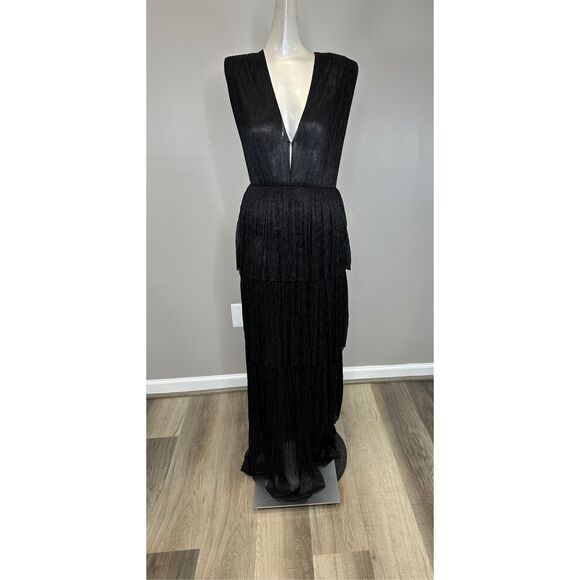 Sabina Musayev Skylar Tiered Metallic Maxi Dress Black Size Small $570 - Picture 4 of 11